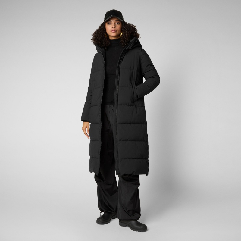 Save The Duck Missy Long Encapuchado Puffer Coat Negras | XRHZU2795