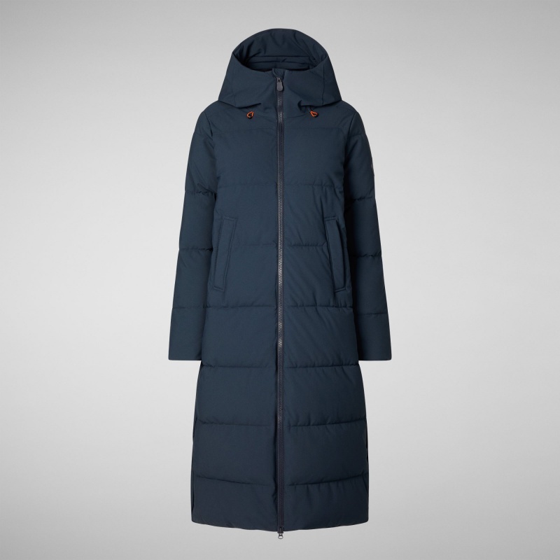 Save The Duck Missy Long Encapuchado Puffer Coat Azules Negras | YCTOF3916