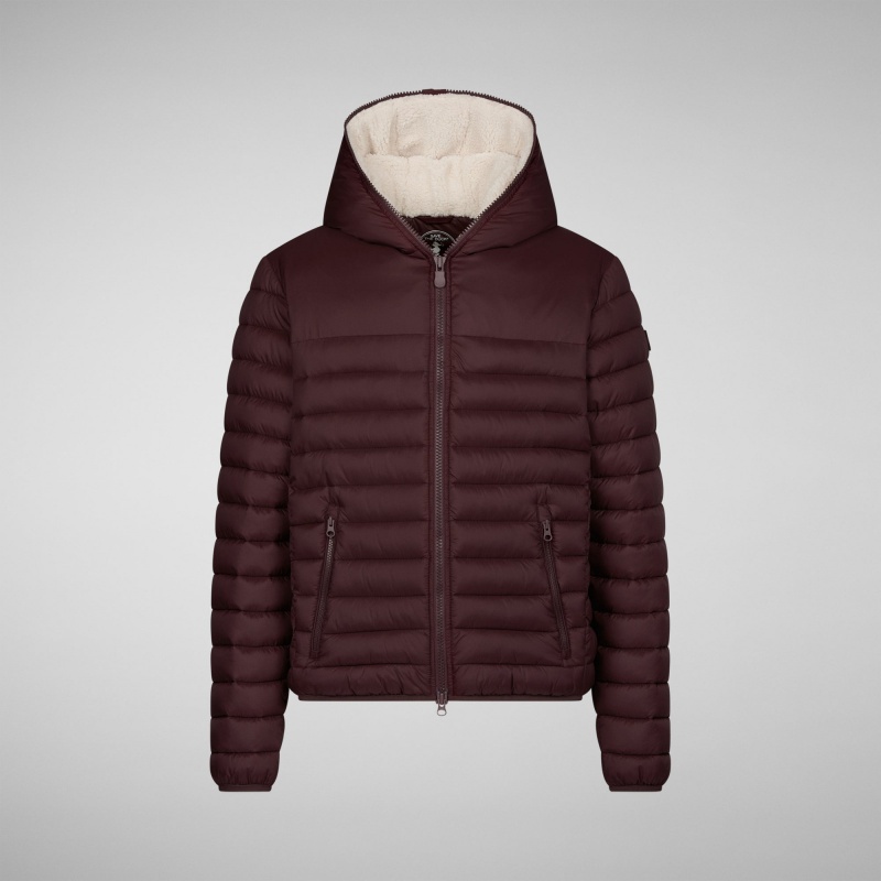 Save The Duck Morus Encapuchado Jacket Burdeos Negras | NYHEF2310