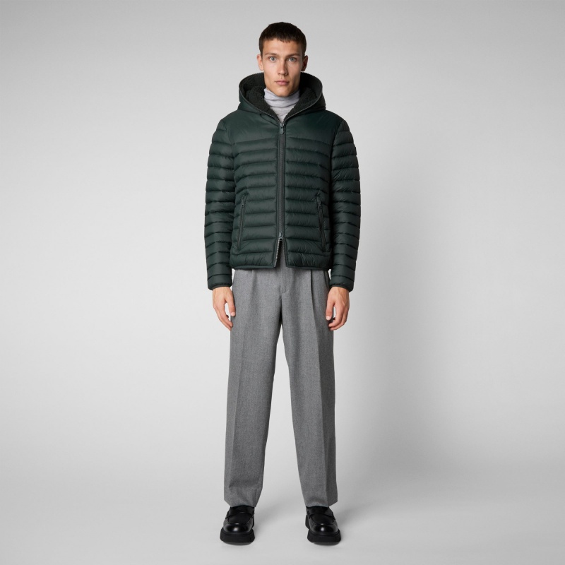 Save The Duck Morus Encapuchado Jacket Verde Negras | YTIOV8746