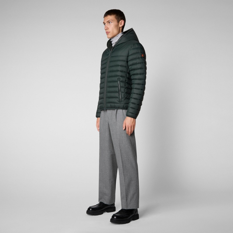 Save The Duck Morus Encapuchado Jacket Verde Negras | YTIOV8746