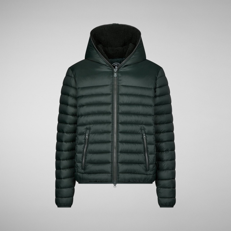 Save The Duck Morus Encapuchado Jacket Verde Negras | YTIOV8746