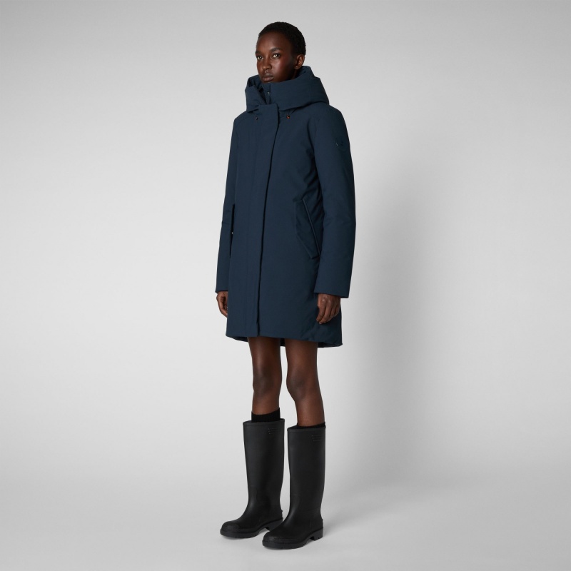 Save The Duck Nellie Encapuchado Parka Azules Negras | LSMKB8634
