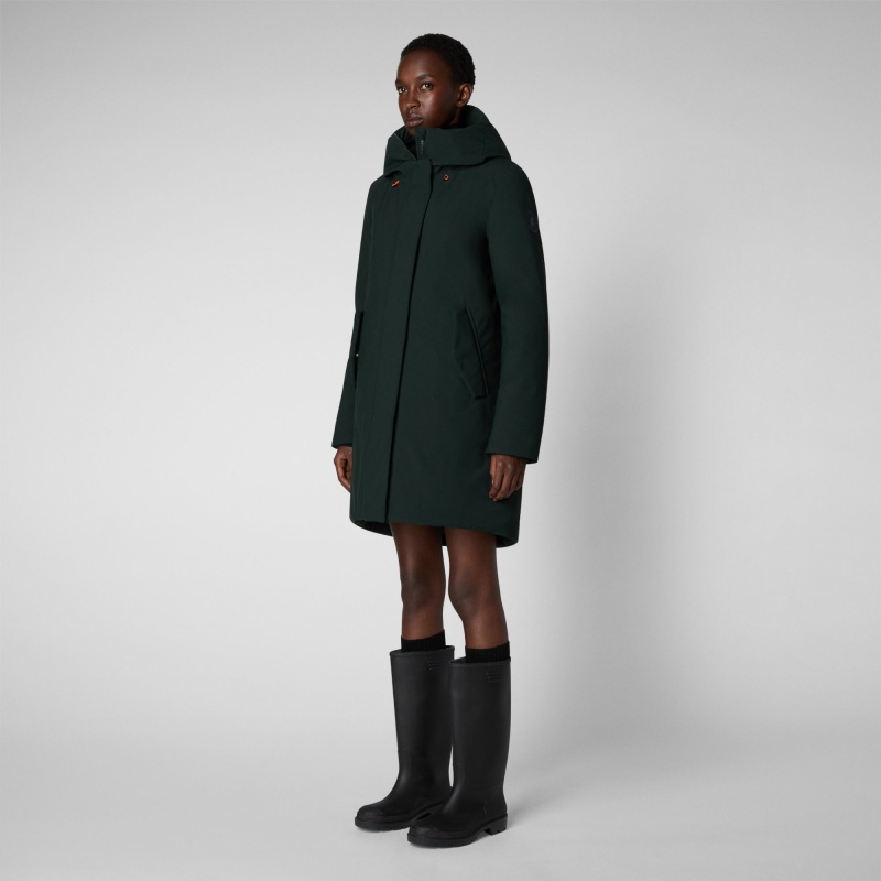 Save The Duck Nellie Encapuchado Parka Verde Negras | BIPZF2951