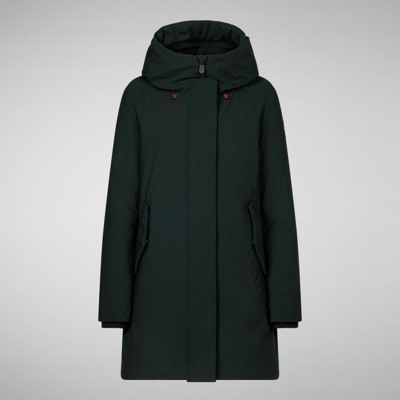 Save The Duck Nellie Encapuchado Parka Verde Negras | BIPZF2951