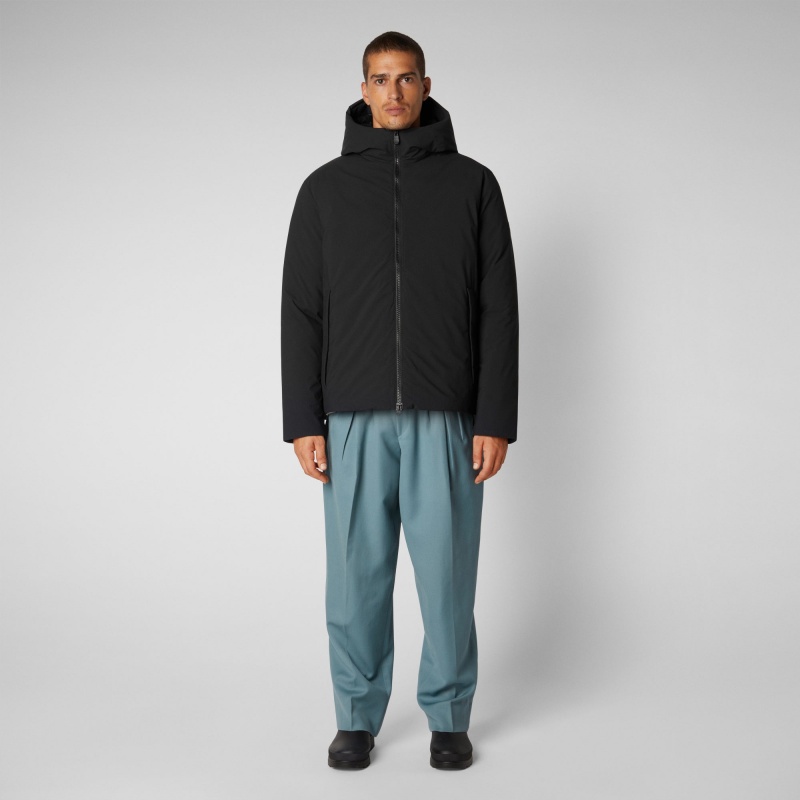 Save The Duck Obione Encapuchado Puffer Jacket Negras | GCYLQ7163
