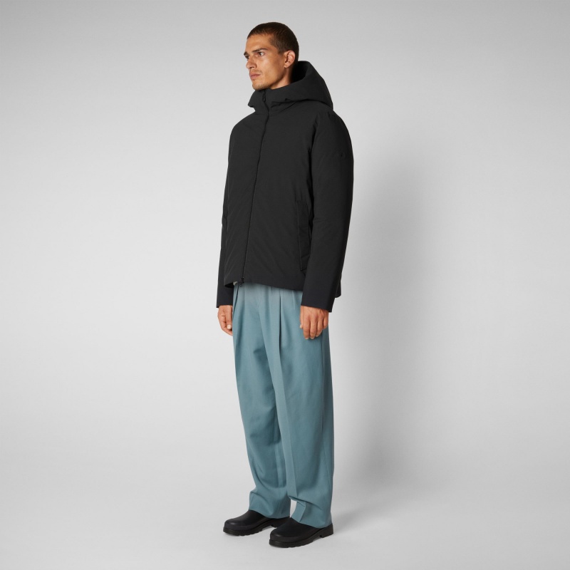 Save The Duck Obione Encapuchado Puffer Jacket Negras | GCYLQ7163