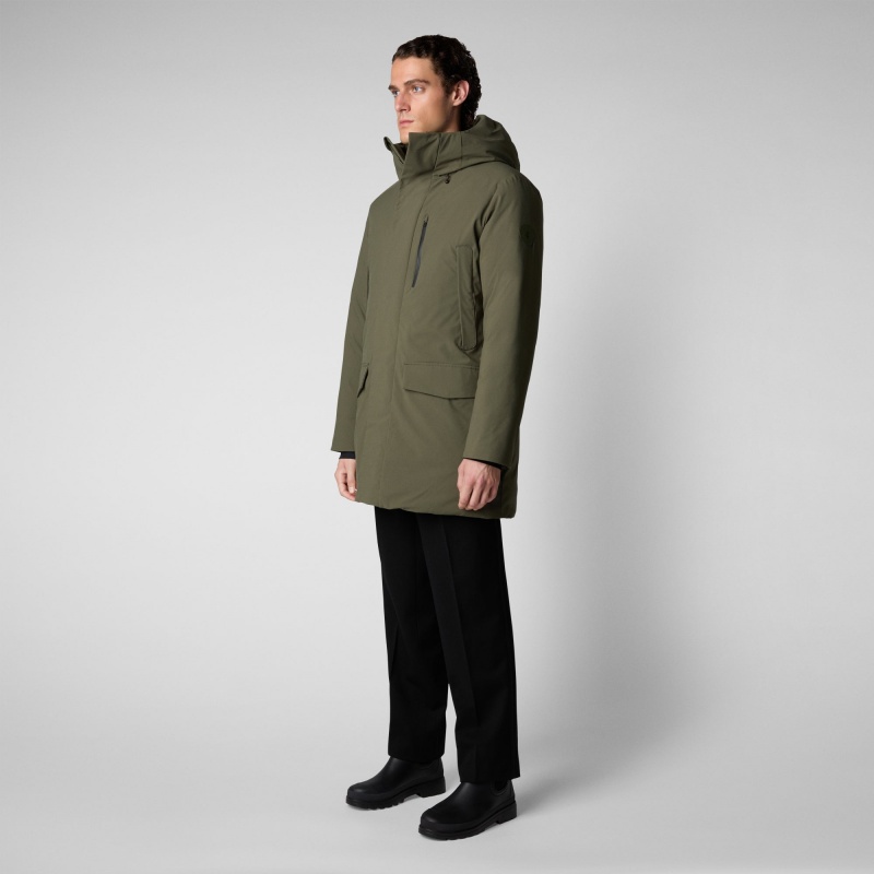 Save The Duck Phrys Encapuchado Coat Verde Negras | WXZUH6218