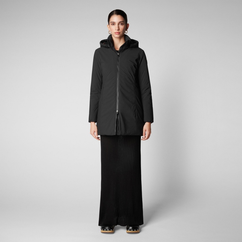 Save The Duck Rachel Encapuchado Raincoat Negras | EUCJO9318