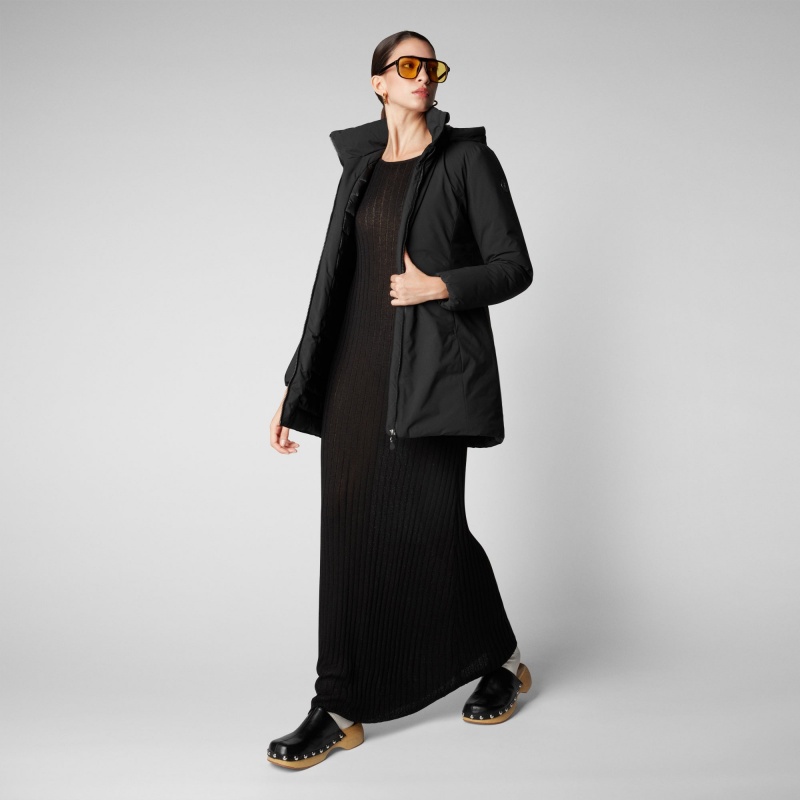 Save The Duck Rachel Encapuchado Raincoat Negras | EUCJO9318