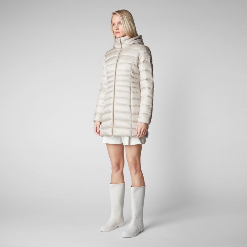 Save The Duck Reese Encapuchado Puffer Coat Beige | QDSRB9472