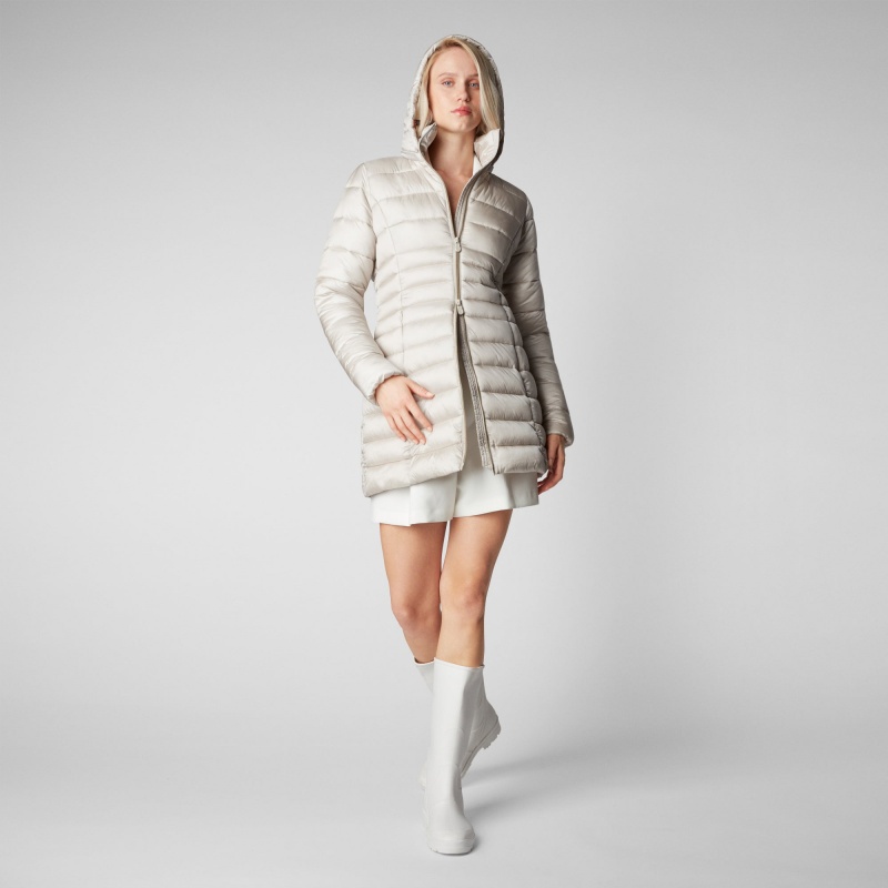 Save The Duck Reese Encapuchado Puffer Coat Beige | QDSRB9472