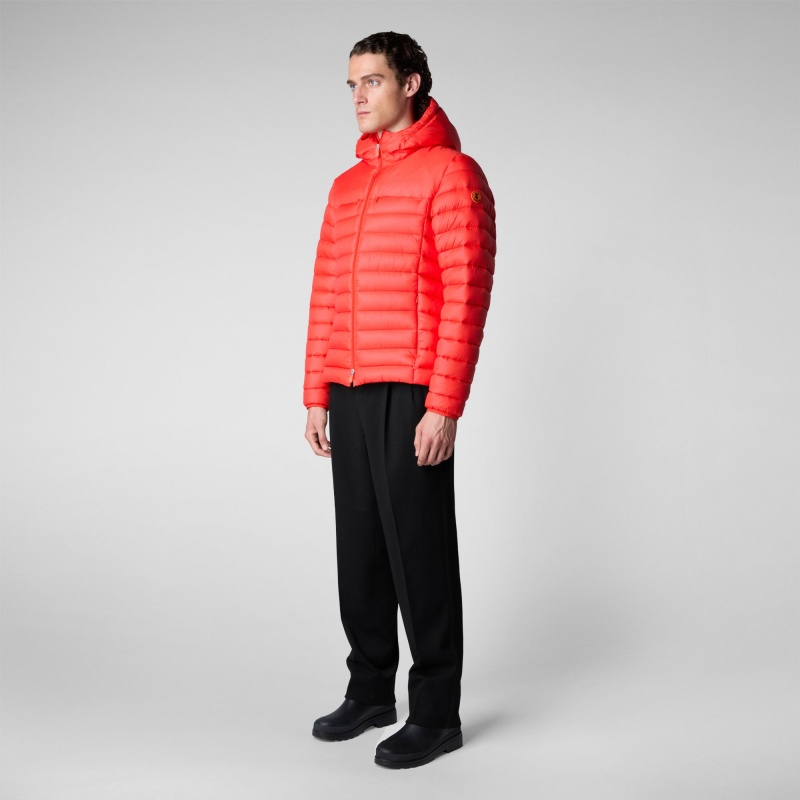 Save The Duck Roman Encapuchado Puffer Jacket Rojas | AUCZR0684