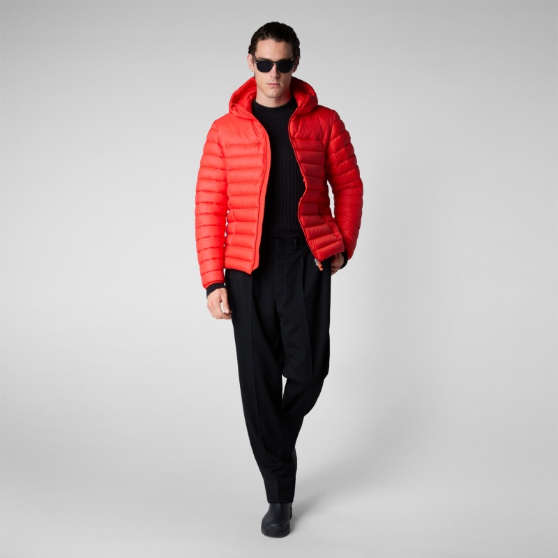 Save The Duck Roman Encapuchado Puffer Jacket Rojas | AUCZR0684