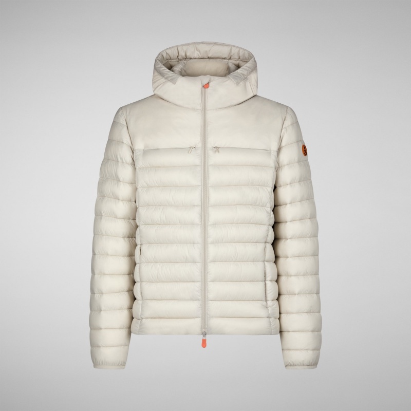 Save The Duck Roman Encapuchado Puffer Jacket Rainy Biege | XKFDE5183