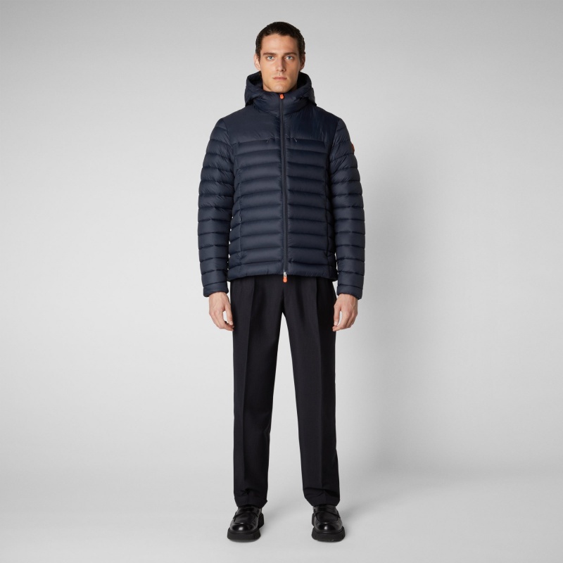 Save The Duck Roman Encapuchado Puffer Jacket Azules Negras | YBFHW6812