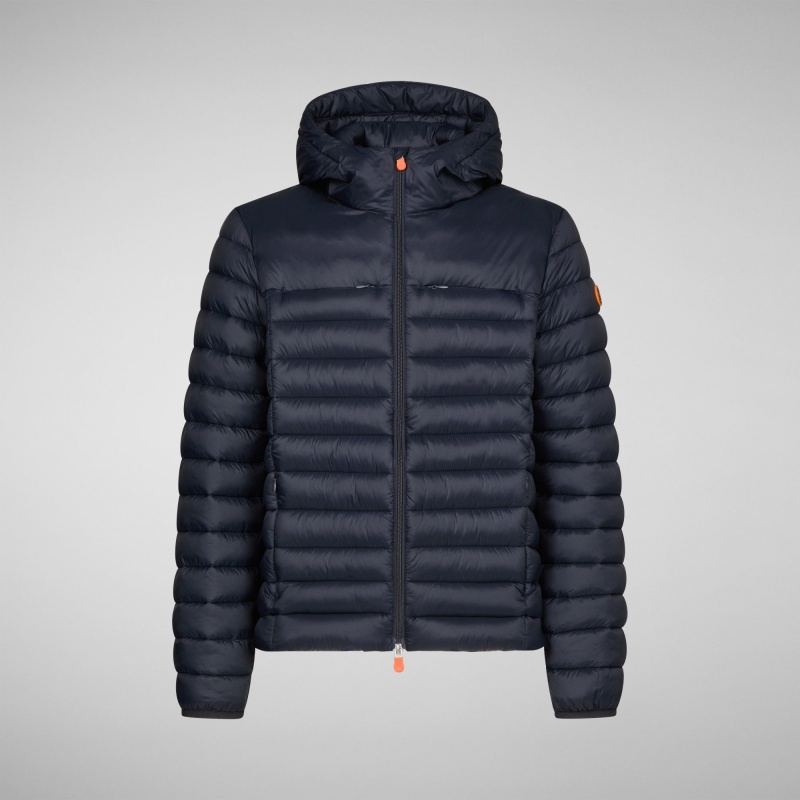 Save The Duck Roman Encapuchado Puffer Jacket Azules Negras | YBFHW6812