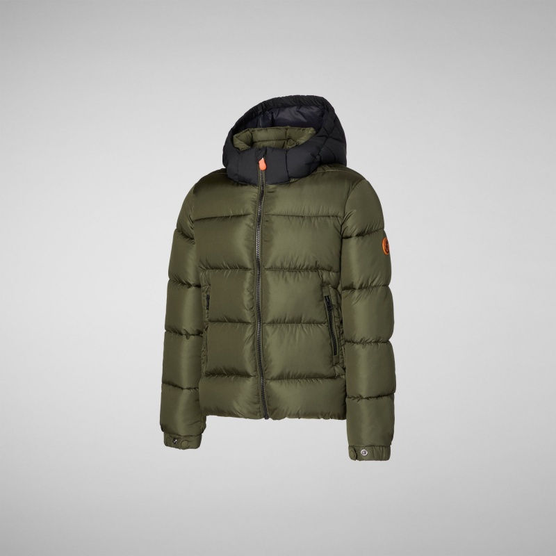 Save The Duck Rumex Encapuchado Puffer Jacket Verde Oliva | IVCMX7043