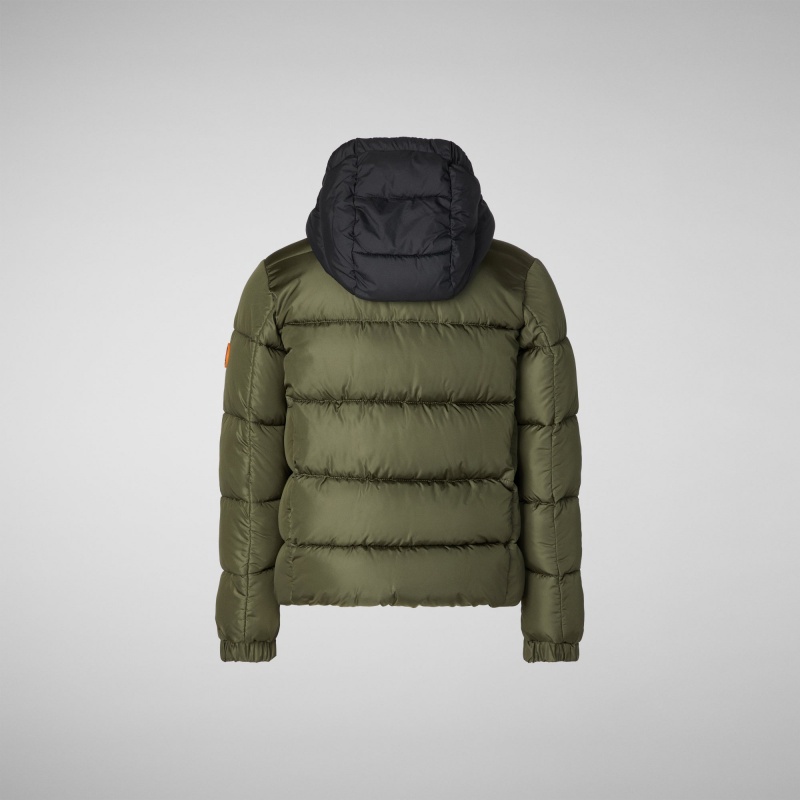 Save The Duck Rumex Encapuchado Puffer Jacket Verde Oliva | IVCMX7043