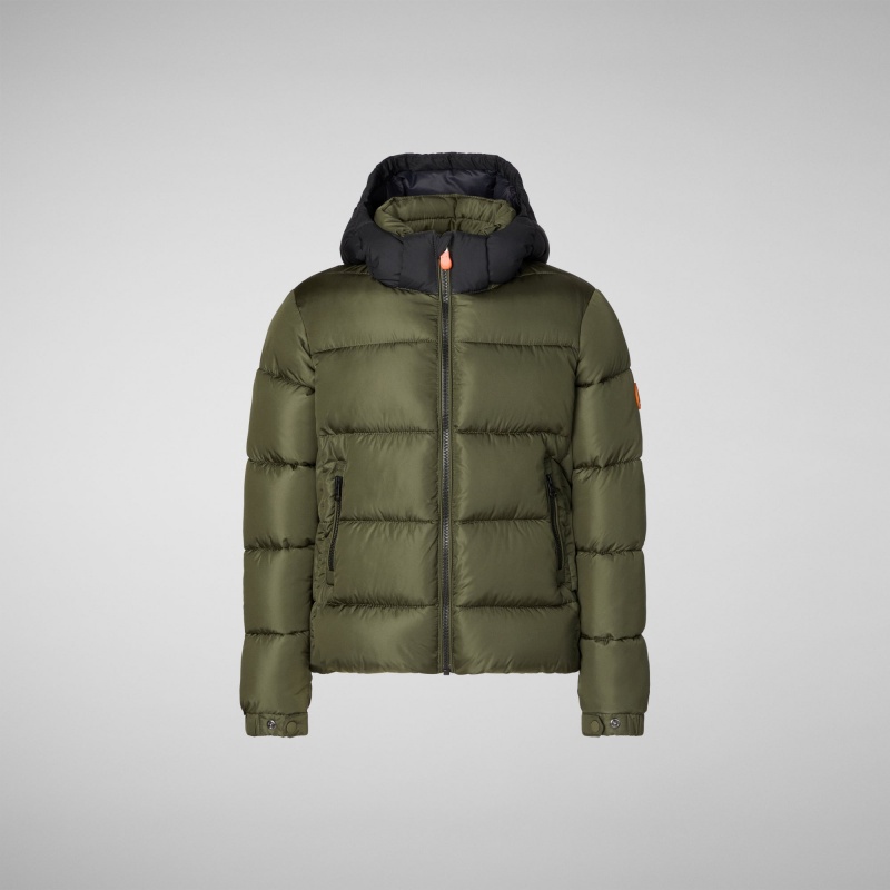 Save The Duck Rumex Encapuchado Puffer Jacket Verde Oliva | IVCMX7043