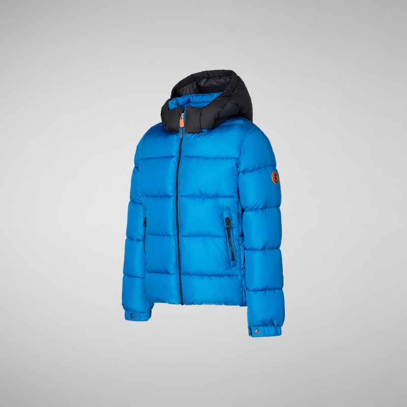 Save The Duck Rumex Encapuchado Puffer Jacket Azules | AEOXG5384