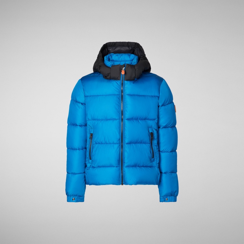 Save The Duck Rumex Encapuchado Puffer Jacket Azules | AEOXG5384