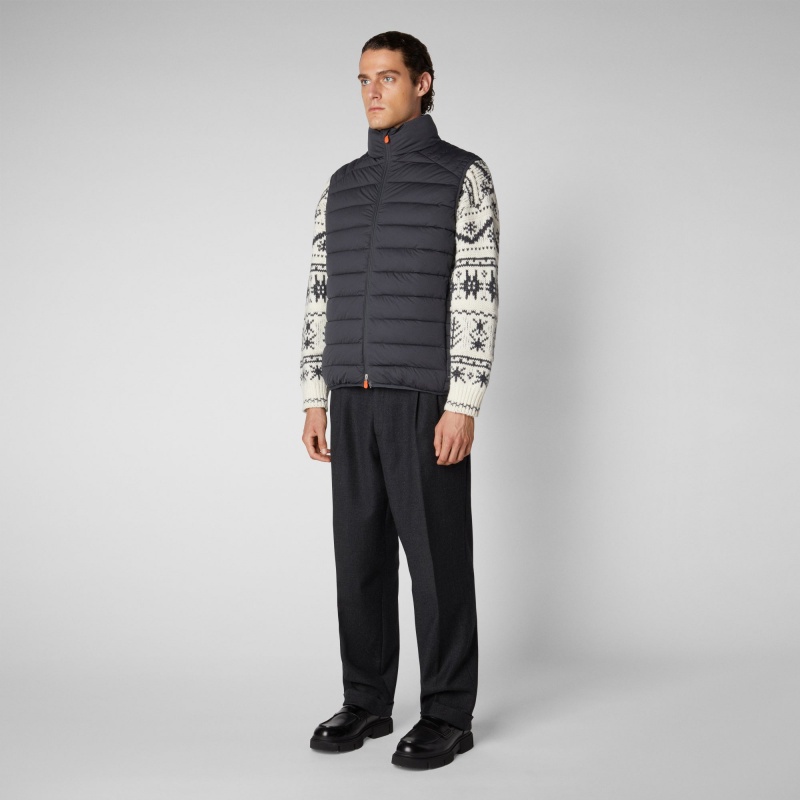 Save The Duck Russell Puffer Vest Gris Negras | WLMGX3029