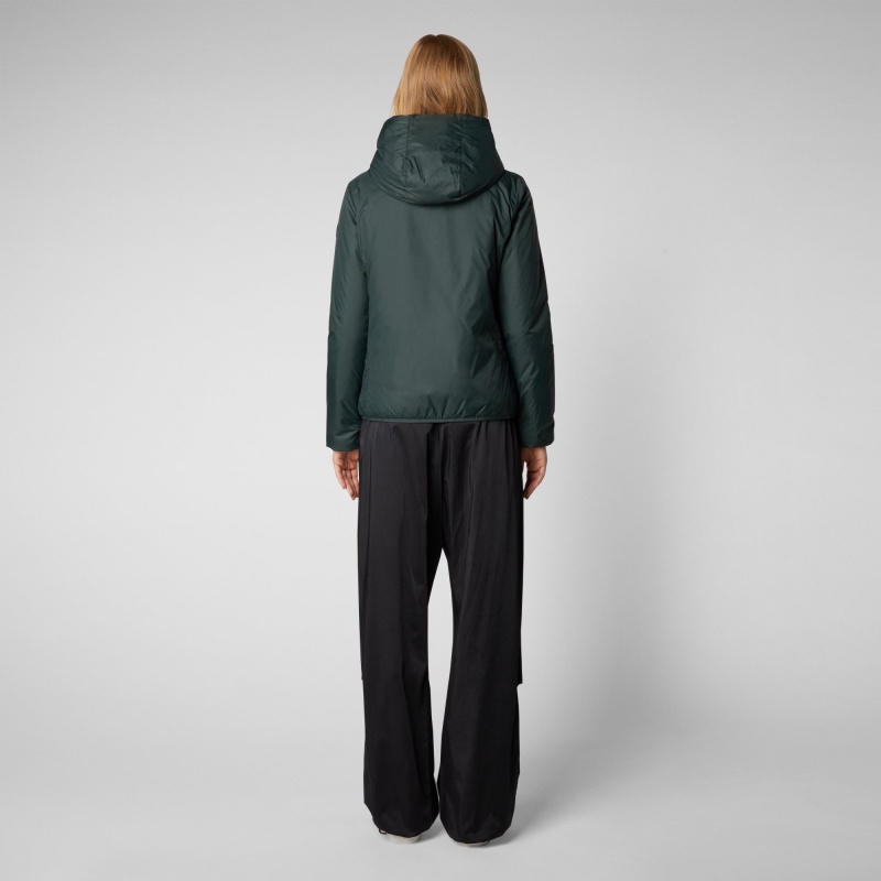 Save The Duck Ruth Encapuchado Jacket Verde Negras | DRSJZ3617
