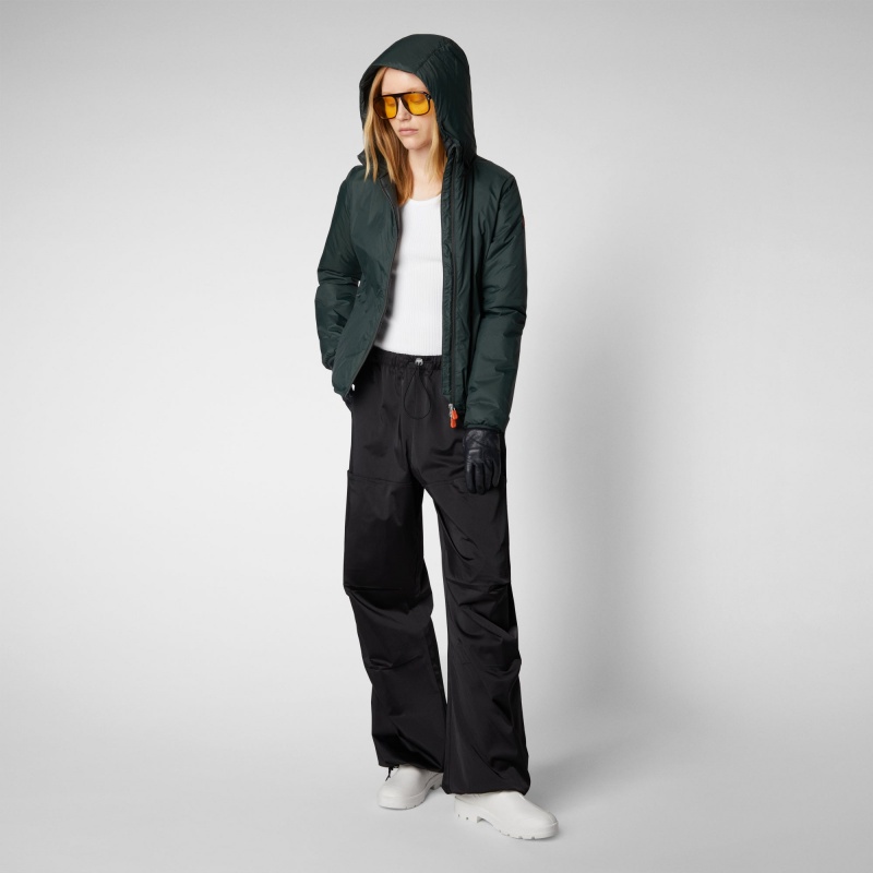 Save The Duck Ruth Encapuchado Jacket Verde Negras | DRSJZ3617