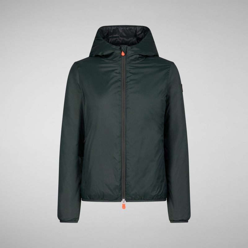 Save The Duck Ruth Encapuchado Jacket Verde Negras | DRSJZ3617