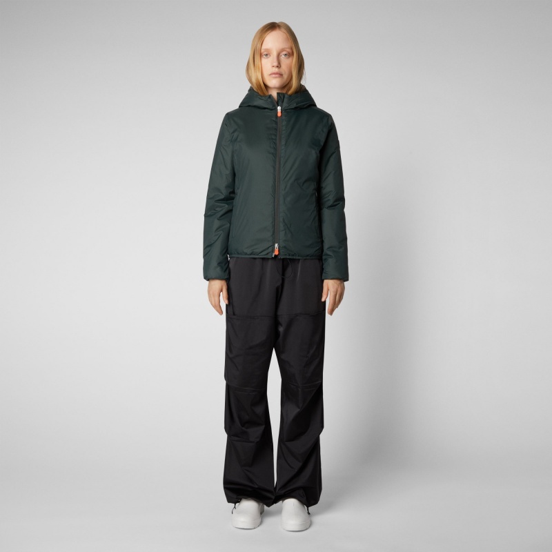 Save The Duck Ruth Encapuchado Jacket Verde Negras | DRSJZ3617