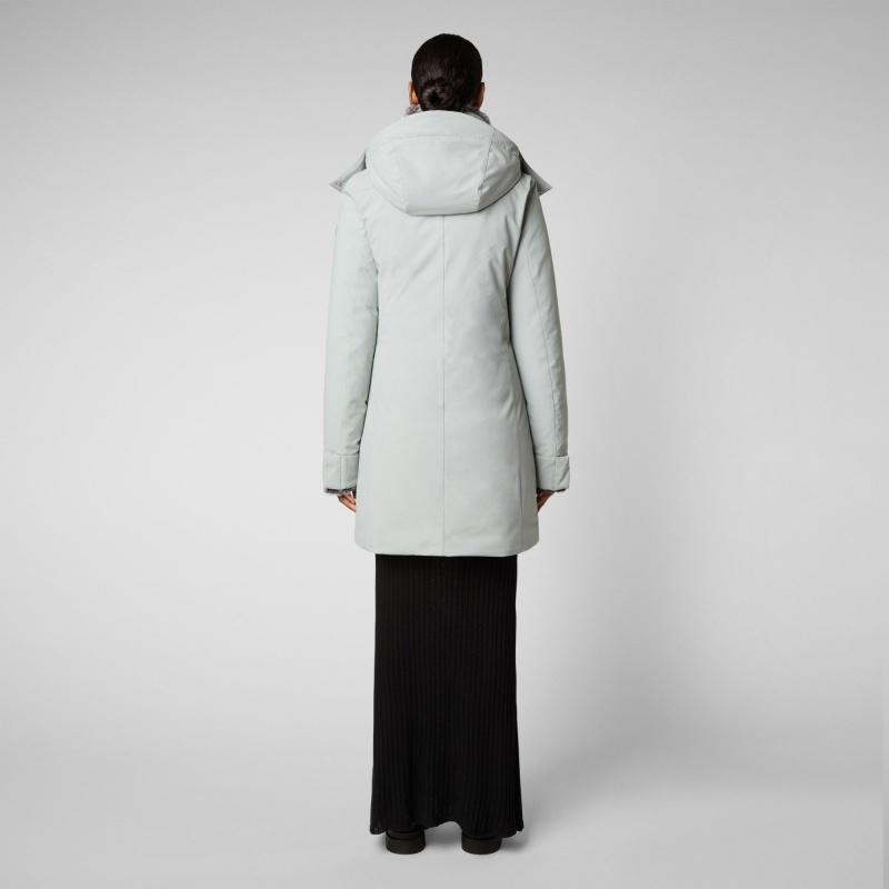 Save The Duck Samantah Encapuchado Parka with Faux Fur Lining Gris | DSVNZ2564