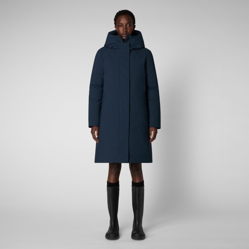 Save The Duck Sienna Encapuchado Parka Azules Negras | EQMOW5674