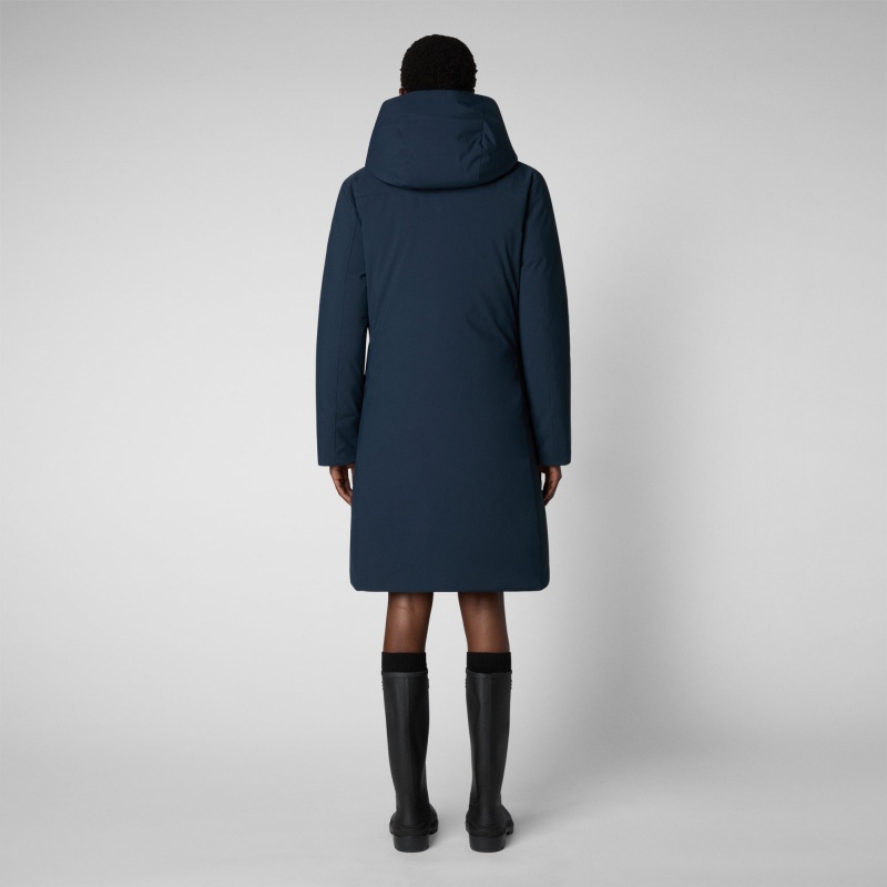 Save The Duck Sienna Encapuchado Parka Azules Negras | EQMOW5674