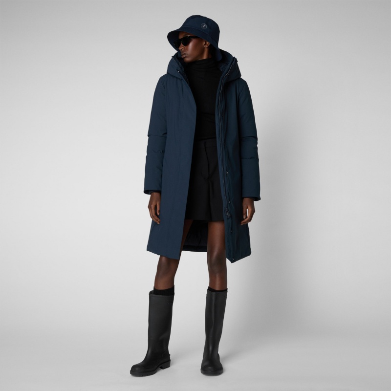 Save The Duck Sienna Encapuchado Parka Azules Negras | EQMOW5674
