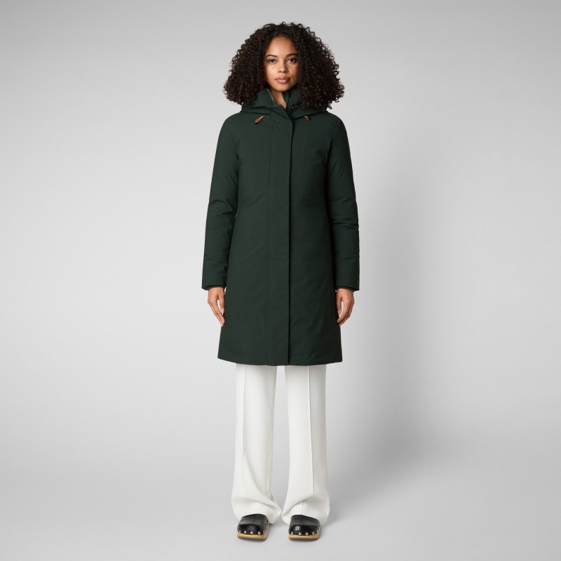 Save The Duck Sienna Encapuchado Parka Verde Negras | TPSMC1589