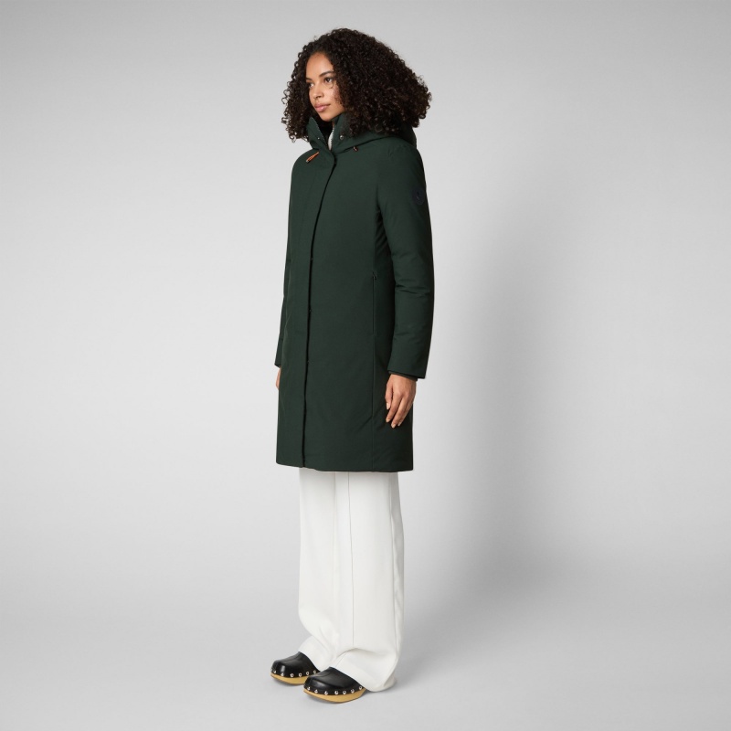 Save The Duck Sienna Encapuchado Parka Verde Negras | TPSMC1589
