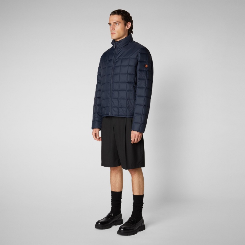 Save The Duck Stalis Puffer Jacket with Faux Fur Lining Azules Negras | KEPJQ5649