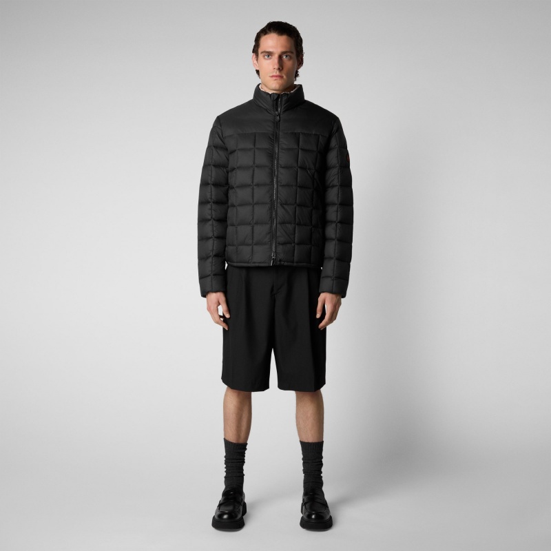 Save The Duck Stalis Puffer Jacket with Faux Fur Lining Negras | RVPZX2910