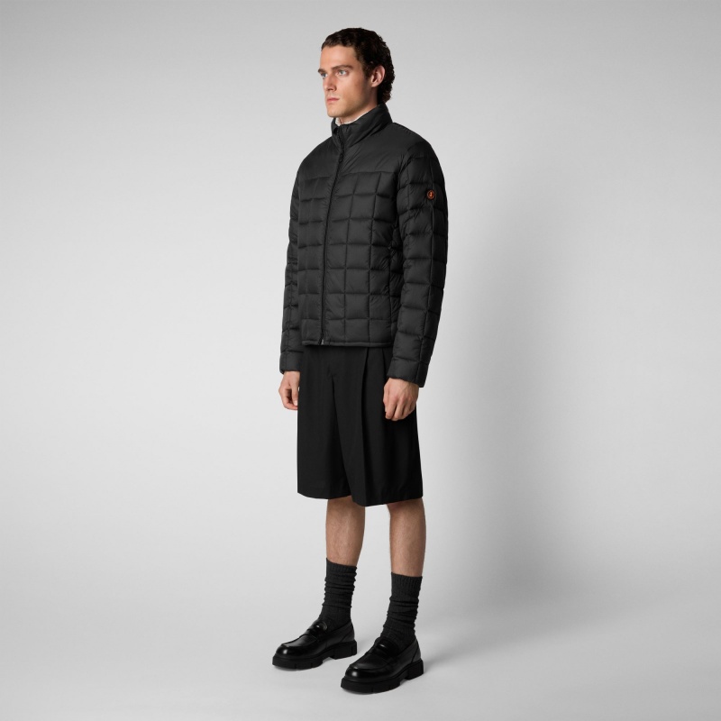 Save The Duck Stalis Puffer Jacket with Faux Fur Lining Negras | RVPZX2910