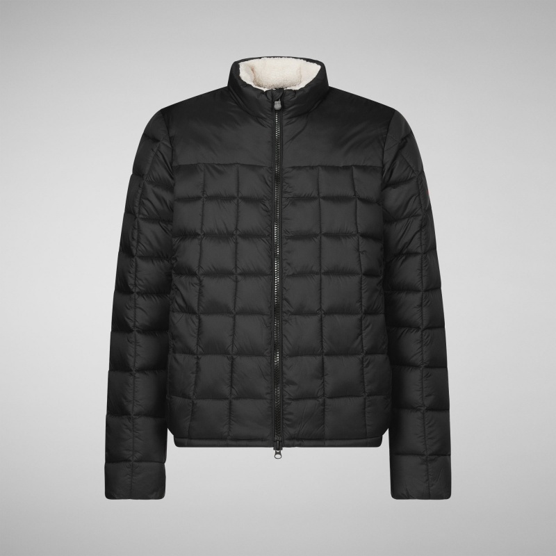Save The Duck Stalis Puffer Jacket with Faux Fur Lining Negras | RVPZX2910