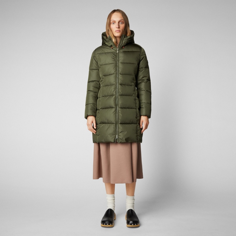 Save The Duck Taylor Encapuchado Puffer Coat Verde Oliva | GQKWT8546