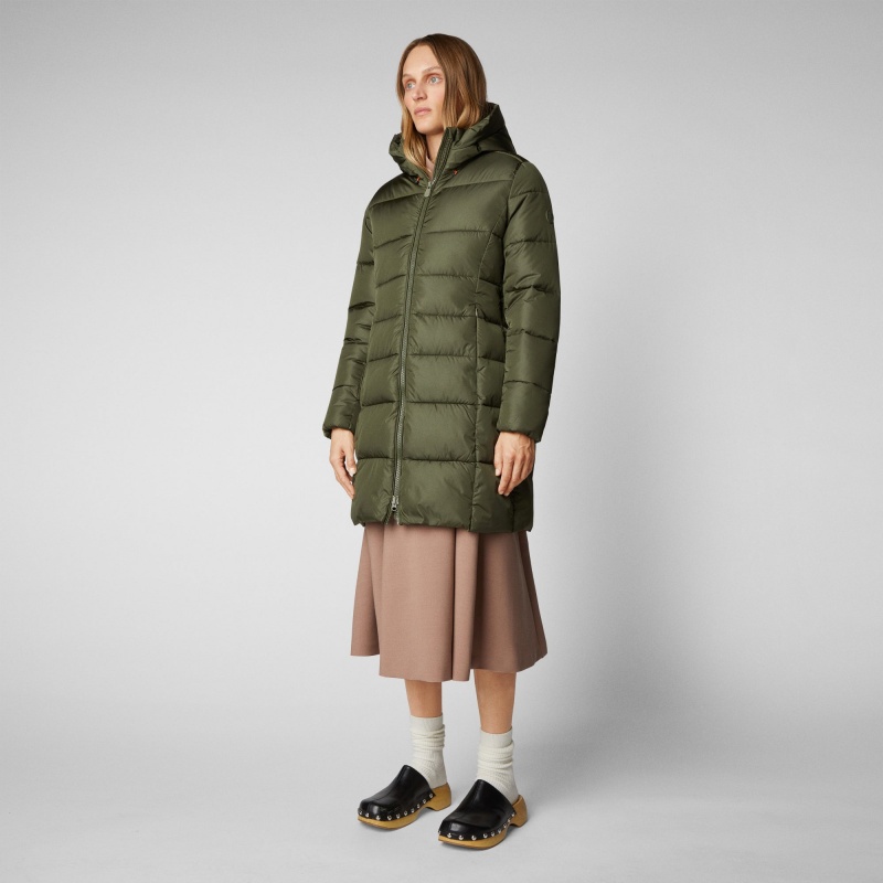 Save The Duck Taylor Encapuchado Puffer Coat Verde Oliva | GQKWT8546