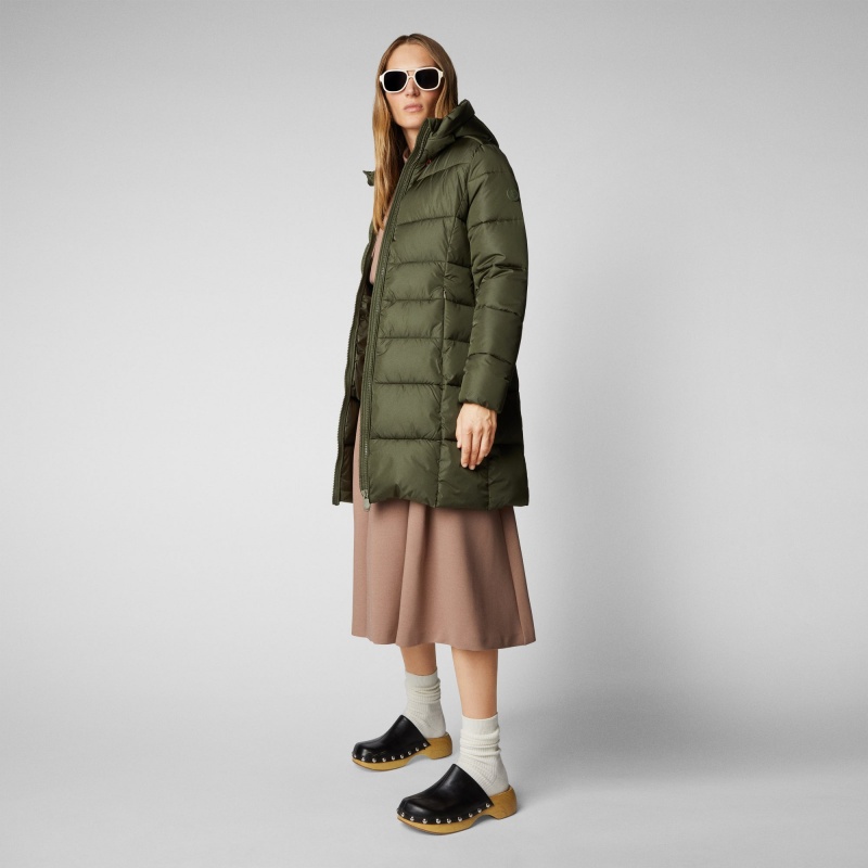 Save The Duck Taylor Encapuchado Puffer Coat Verde Oliva | GQKWT8546