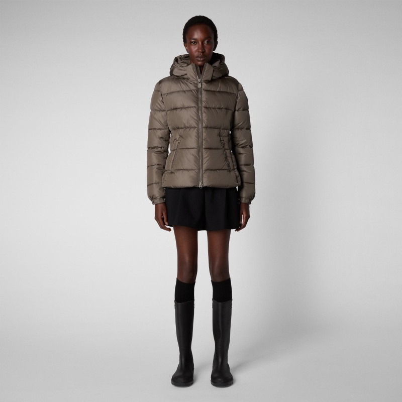 Save The Duck Tess Puffer Jacket with Detachable Hood Gris | MWBAP4390