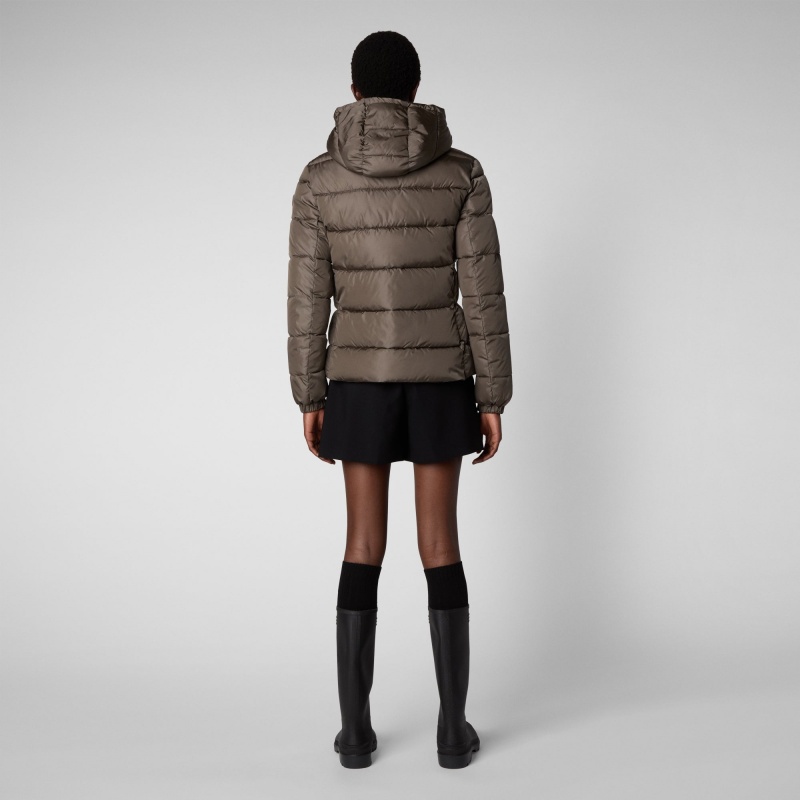 Save The Duck Tess Puffer Jacket with Detachable Hood Gris | MWBAP4390