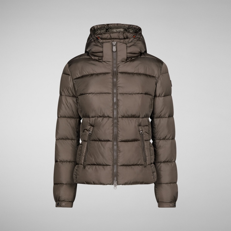 Save The Duck Tess Puffer Jacket with Detachable Hood Gris | MWBAP4390