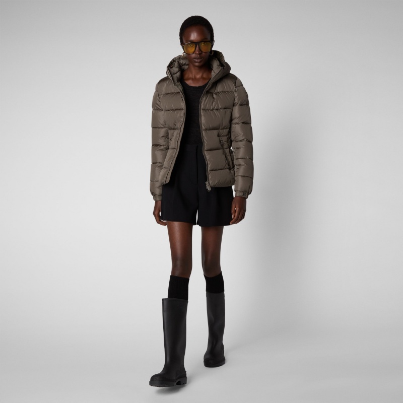 Save The Duck Tess Puffer Jacket with Detachable Hood Gris | MWBAP4390