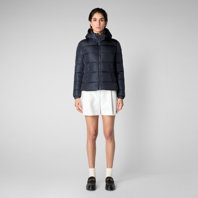 Save The Duck Tess Puffer Jacket with Detachable Hood Azules Negras | STULH3256