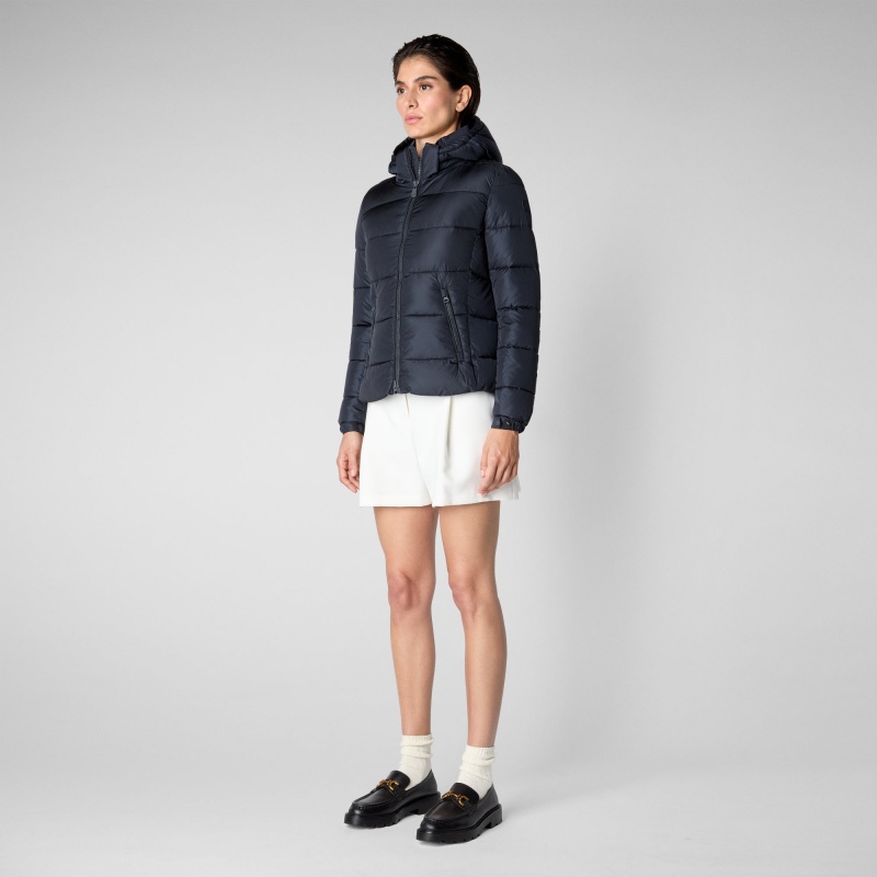 Save The Duck Tess Puffer Jacket with Detachable Hood Azules Negras | STULH3256